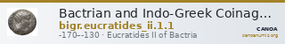 Bactrian and Indo-Greek Coinage Eucratides II 1.1 — CANOA