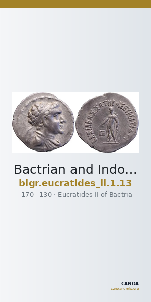 Bactrian and Indo-Greek Coinage Eucratides II 1.13 — CANOA