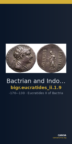 Bactrian and Indo-Greek Coinage Eucratides II 1.9 — CANOA