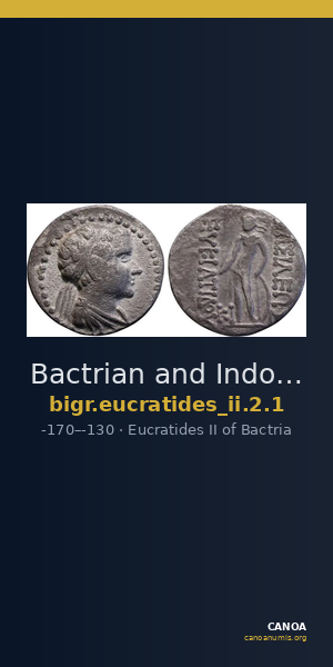 Bactrian and Indo-Greek Coinage Eucratides II 2.1 — CANOA