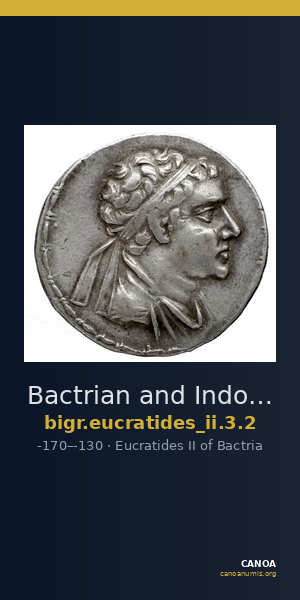 Bactrian and Indo-Greek Coinage Eucratides II 3.2 — CANOA