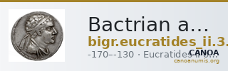 Bactrian and Indo-Greek Coinage Eucratides II 3.2 — CANOA