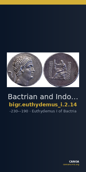 Bactrian and Indo-Greek Coinage Euthydemus I 2.14 — CANOA