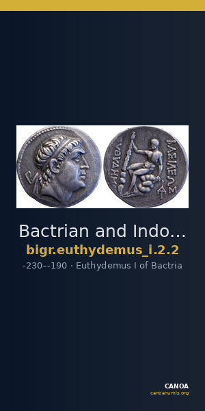 Bactrian and Indo-Greek Coinage Euthydemus I 2.2 — CANOA