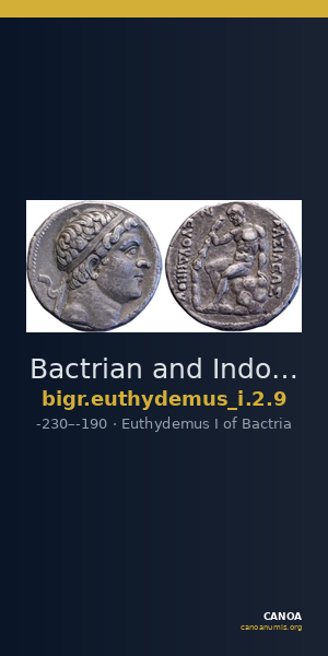 Bactrian and Indo-Greek Coinage Euthydemus I 2.9 — CANOA