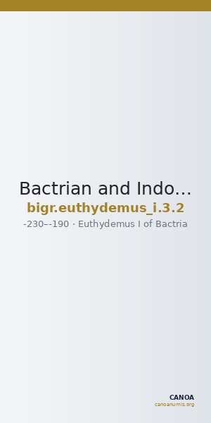 Bactrian and Indo-Greek Coinage Euthydemus I 3.2 — CANOA