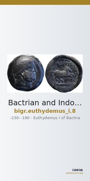 Bactrian and Indo-Greek Coinage Euthydemus I 8 — CANOA