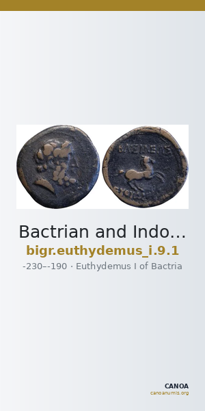Bactrian and Indo-Greek Coinage Euthydemus I 9.1 — CANOA