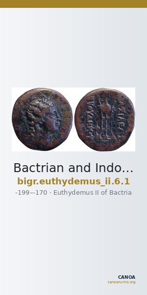 Bactrian and Indo-Greek Coinage Euthydemus II 6.1 — CANOA