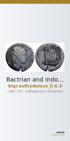 Bactrian and Indo-Greek Coinage Euthydemus II 6.3 — CANOA