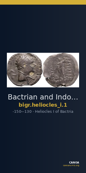 Bactrian and Indo-Greek Coinage Heliocles I 1 — CANOA