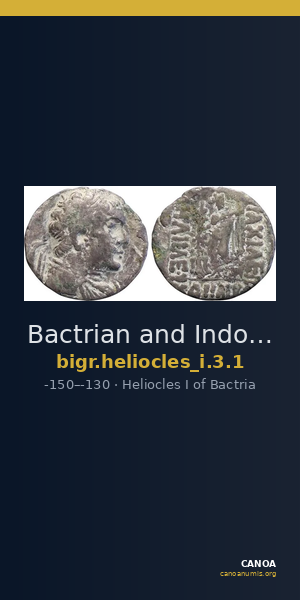 Bactrian and Indo-Greek Coinage Heliocles I 3.1 — CANOA