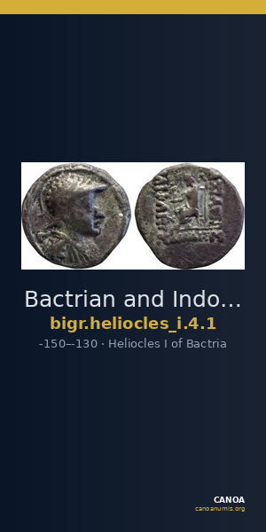 Bactrian and Indo-Greek Coinage Heliocles I 4.1 — CANOA