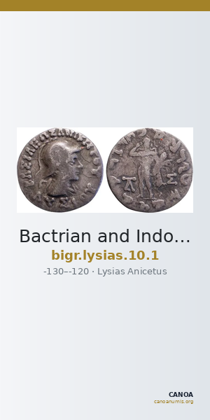 Bactrian and Indo-Greek Coinage Lysias 10.1 — CANOA