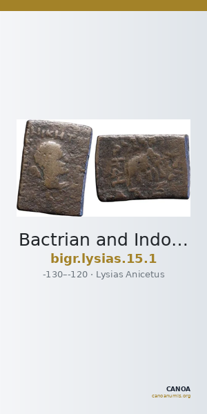 Bactrian and Indo-Greek Coinage Lysias 15.1 — CANOA