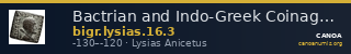 Bactrian and Indo-Greek Coinage Lysias 16.3 — CANOA
