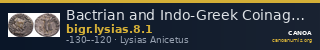 Bactrian and Indo-Greek Coinage Lysias 8.1 — CANOA