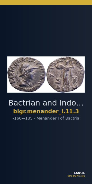 Bactrian and Indo-Greek Coinage Menander I 11.3 — CANOA