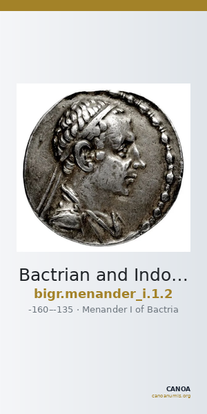 Bactrian and Indo-Greek Coinage Menander I 1.2 — CANOA