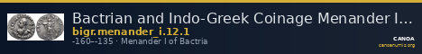 Bactrian and Indo-Greek Coinage Menander I 12.1 — CANOA