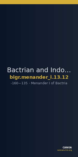Bactrian and Indo-Greek Coinage Menander I 13.12 — CANOA