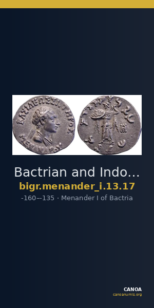 Bactrian and Indo-Greek Coinage Menander I 13.17 — CANOA
