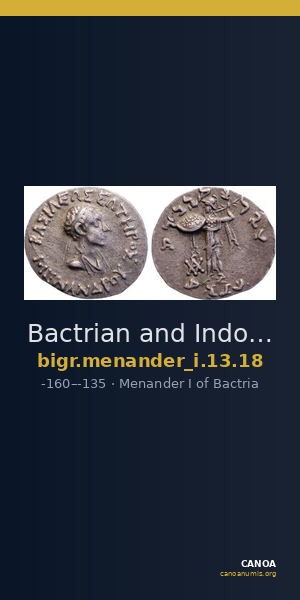 Bactrian and Indo-Greek Coinage Menander I 13.18 — CANOA