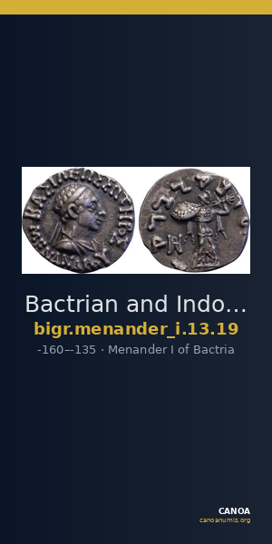 Bactrian and Indo-Greek Coinage Menander I 13.19 — CANOA