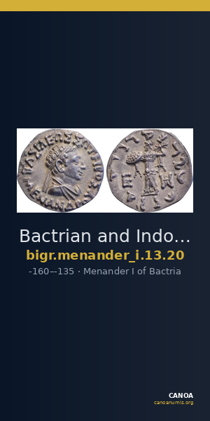 Bactrian and Indo-Greek Coinage Menander I 13.20 — CANOA