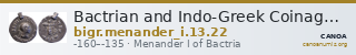 Bactrian and Indo-Greek Coinage Menander I 13.22 — CANOA
