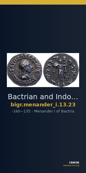 Bactrian and Indo-Greek Coinage Menander I 13.23 — CANOA