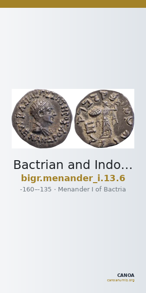Bactrian and Indo-Greek Coinage Menander I 13.6 — CANOA