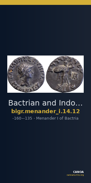 Bactrian and Indo-Greek Coinage Menander I 14.12 — CANOA