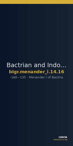 Bactrian and Indo-Greek Coinage Menander I 14.16 — CANOA