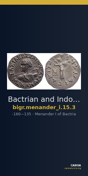 Bactrian and Indo-Greek Coinage Menander I 15.3 — CANOA