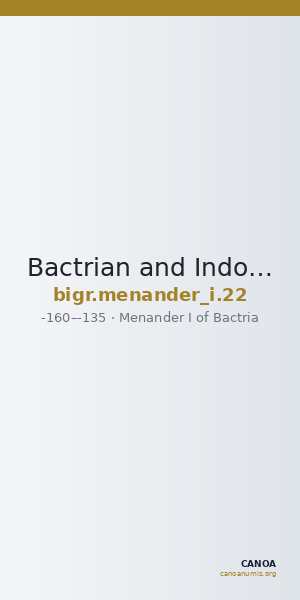 Bactrian and Indo-Greek Coinage Menander I 22 — CANOA