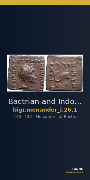 Bactrian and Indo-Greek Coinage Menander I 26.1 — CANOA