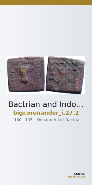 Bactrian and Indo-Greek Coinage Menander I 27.2 — CANOA