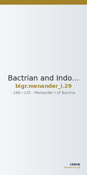 Bactrian and Indo-Greek Coinage Menander I 29 — CANOA