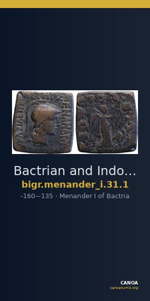 Bactrian and Indo-Greek Coinage Menander I 31.1 — CANOA