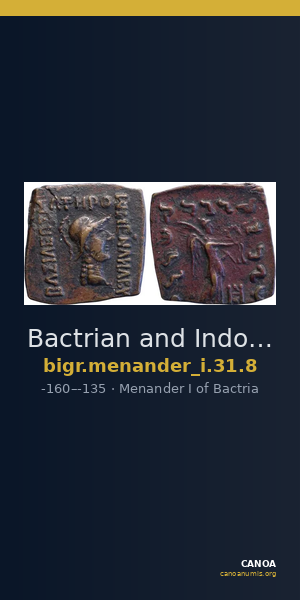 Bactrian and Indo-Greek Coinage Menander I 31.8 — CANOA