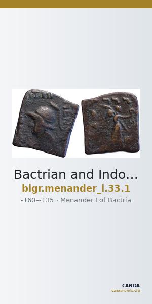 Bactrian and Indo-Greek Coinage Menander I 33.1 — CANOA