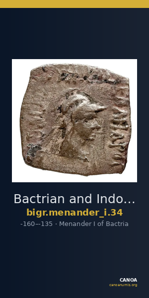 Bactrian and Indo-Greek Coinage Menander I 34 — CANOA