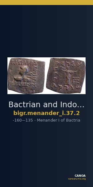 Bactrian and Indo-Greek Coinage Menander I 37.2 — CANOA