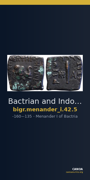 Bactrian and Indo-Greek Coinage Menander I 42.5 — CANOA