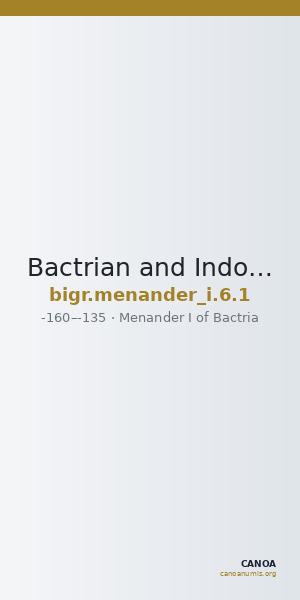Bactrian and Indo-Greek Coinage Menander I 6.1 — CANOA
