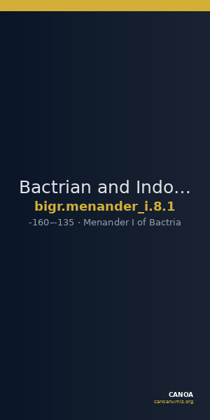 Bactrian and Indo-Greek Coinage Menander I 8.1 — CANOA