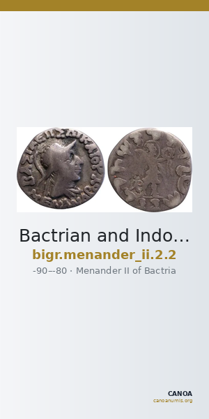 Bactrian and Indo-Greek Coinage Menander II 2.2 — CANOA