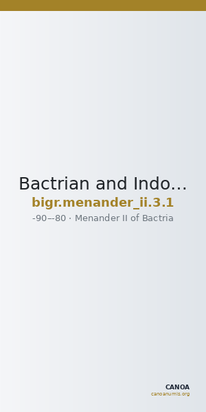 Bactrian and Indo-Greek Coinage Menander II 3.1 — CANOA