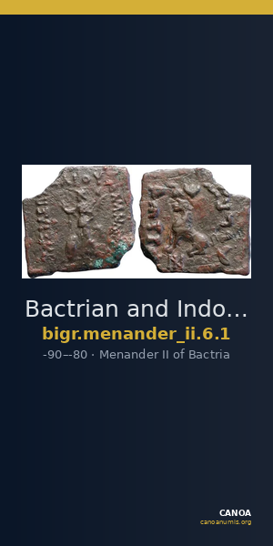 Bactrian and Indo-Greek Coinage Menander II 6.1 — CANOA